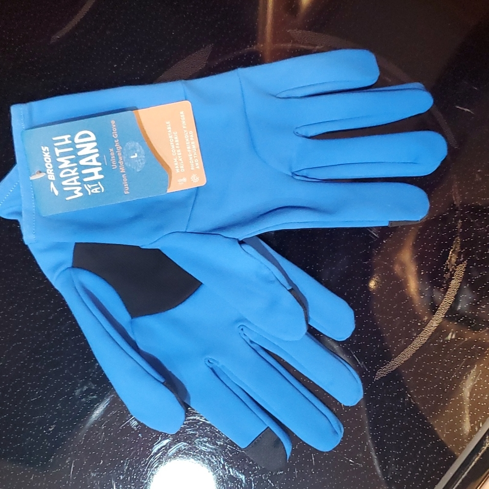 BROOKS Gloves "Warmth at Hand" Blue Unisex Large Phone Friendly